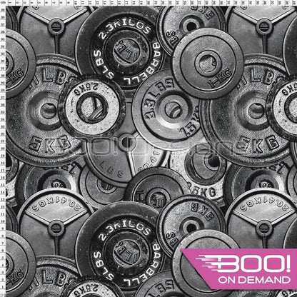 Spandex Barbells Silver Fabric