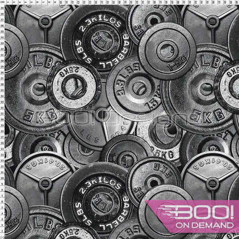 Spandex Barbells Silver Fabric