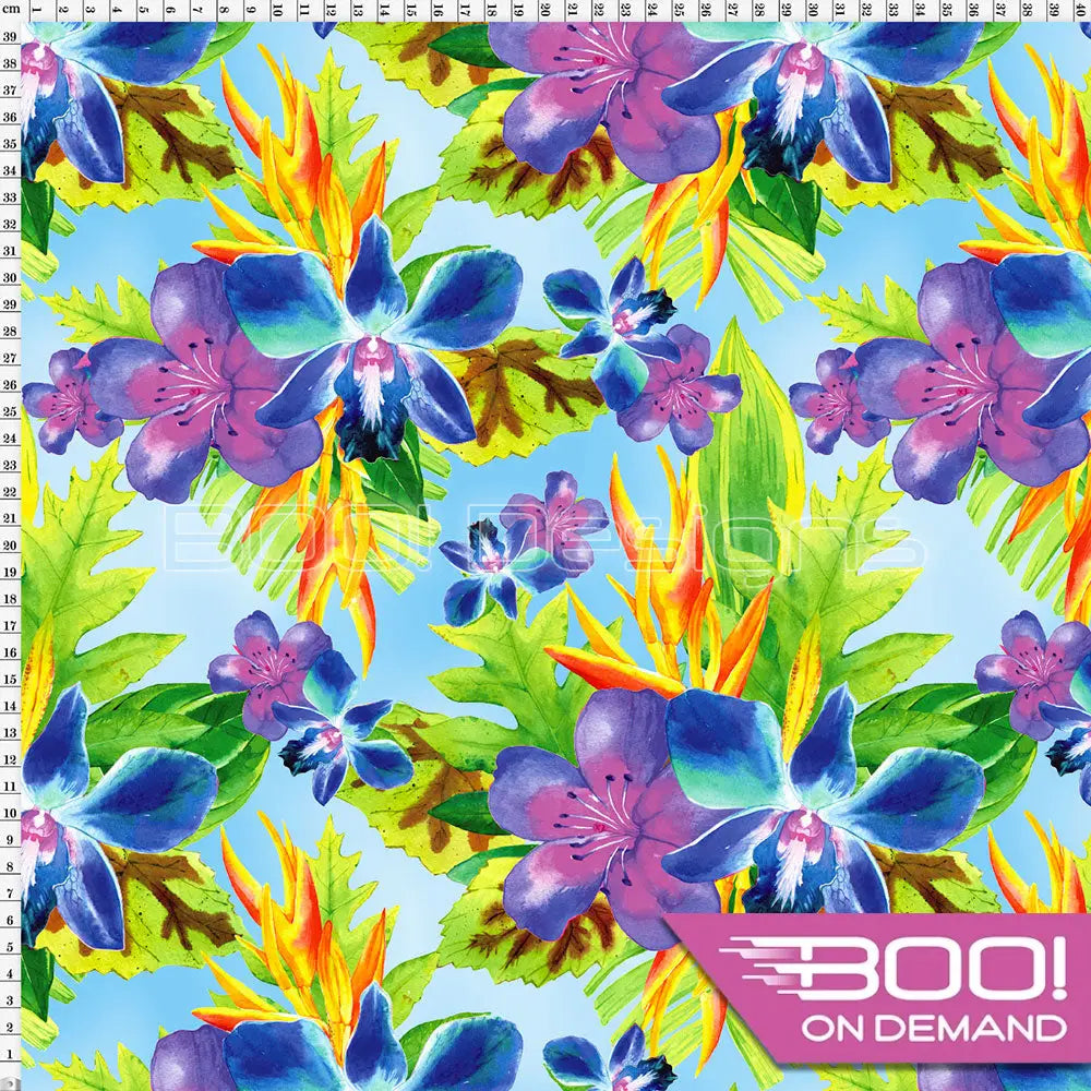 Spandex Bloom Sky Fabric