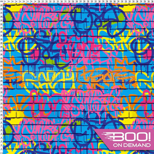 Spandex Brick Art Blue Fabric