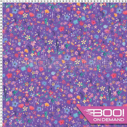 Spandex Bunny Ditsy Floral Lilac Fabric
