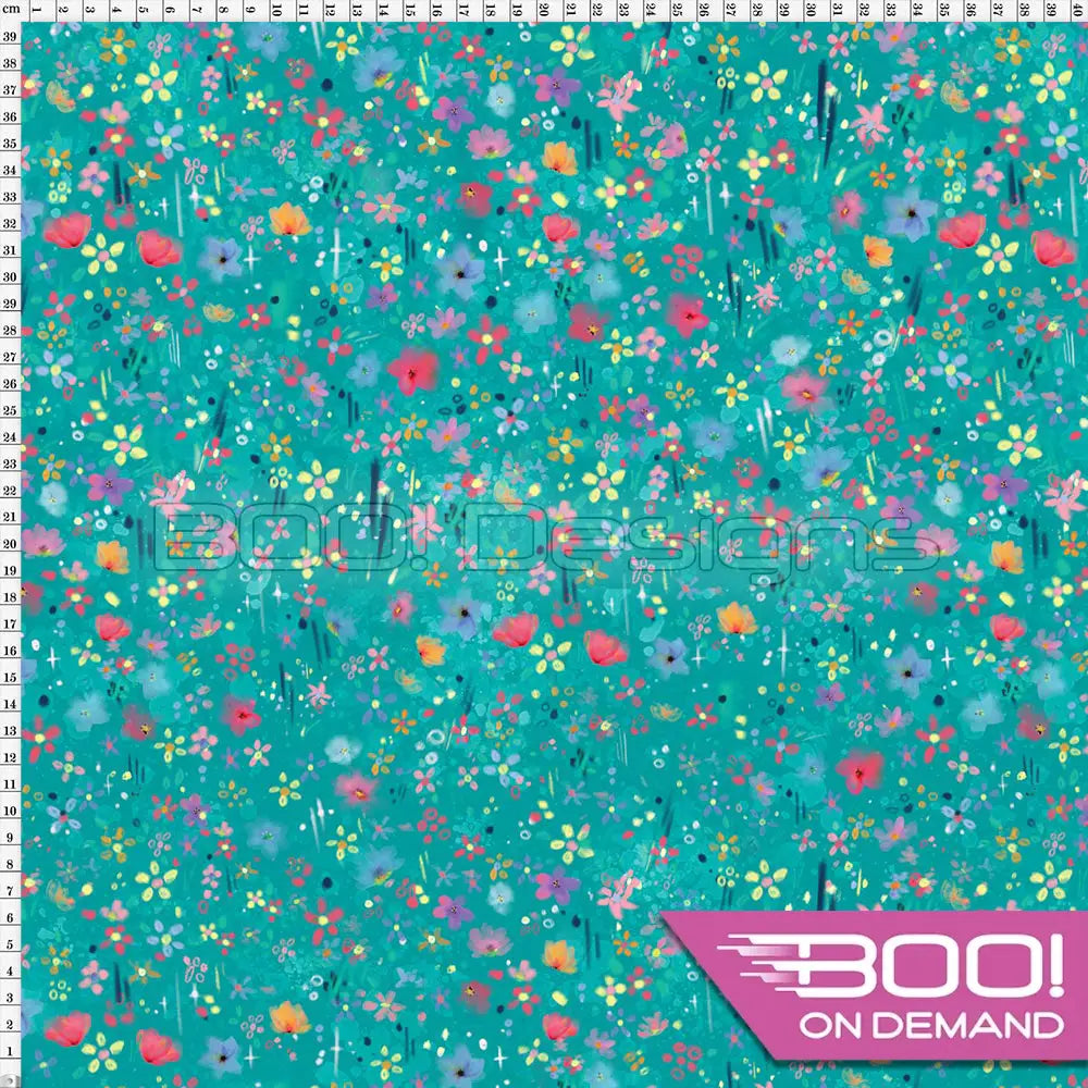 Spandex Bunny Ditsy Floral Mint Fabric