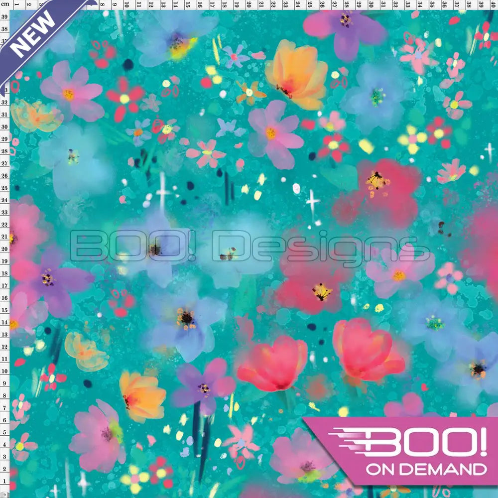 Spandex Bunny Floral Mint Fabric