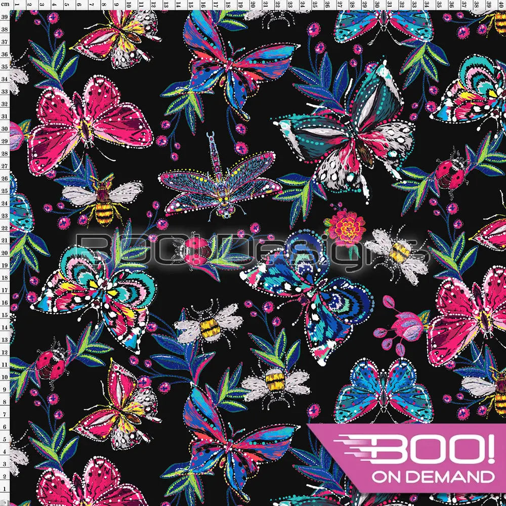 Spandex Butterflies and Bees Fabric