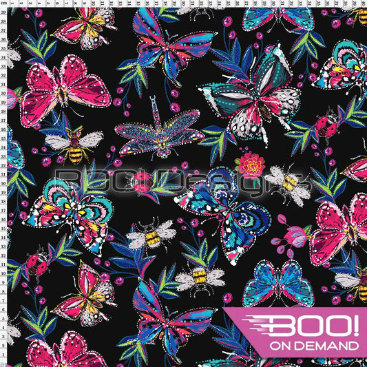 Spandex Butterflies and Bees Fabric