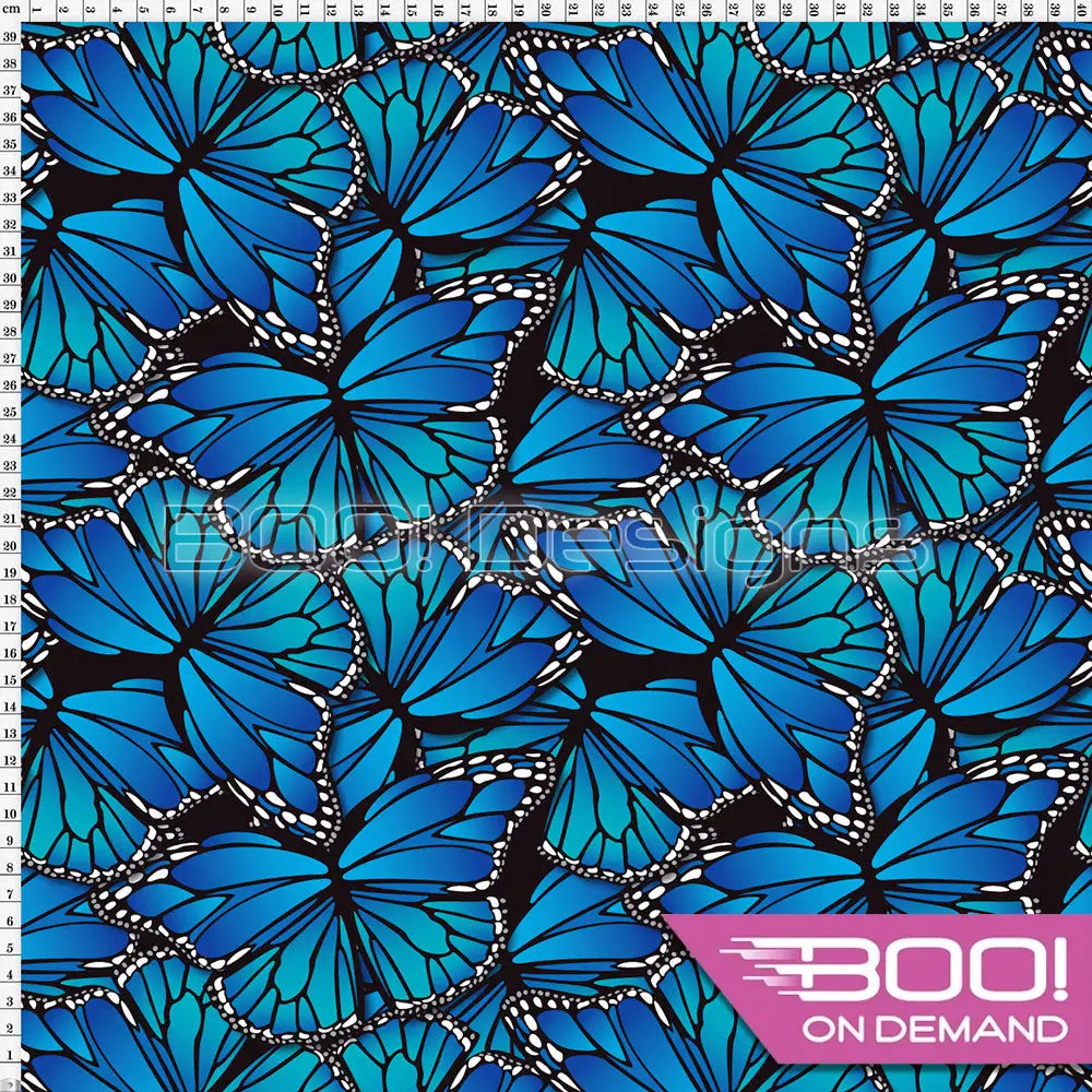 Spandex Butterflies Blue Fabric