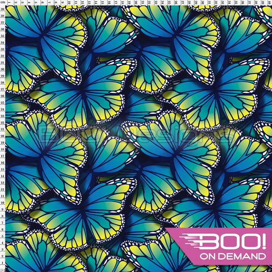 Spandex Butterflies Ocean Fabric