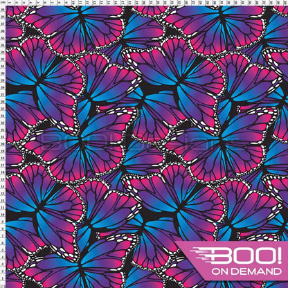 Spandex Butterflies Pink Blue Fabric