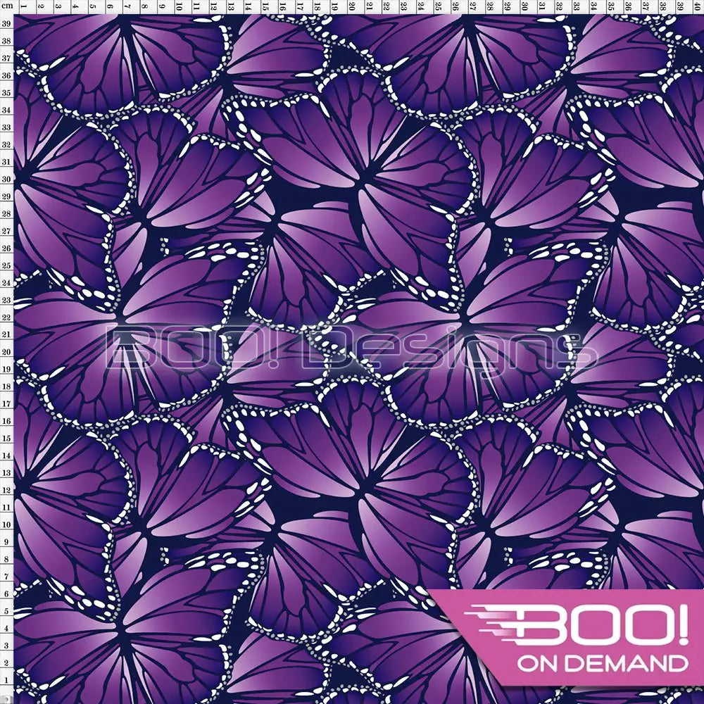 Spandex Butterflies Purple Fabric
