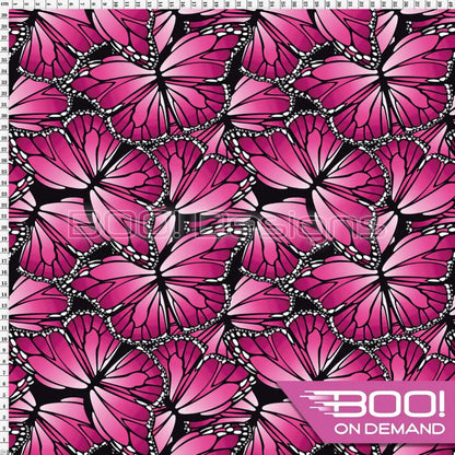 Spandex Butterflies Raspberry Fabric