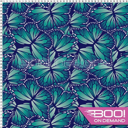 Spandex Butterflies Teal Fabric