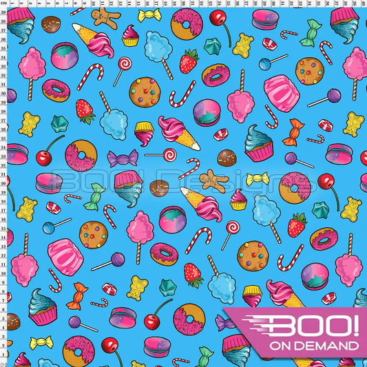 Spandex Candy Scatter Aqua Fabric