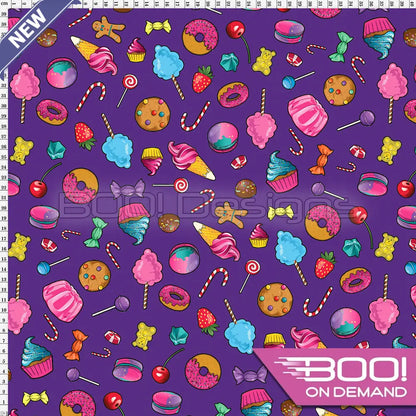 Spandex Candy Scatter Purple Fabric