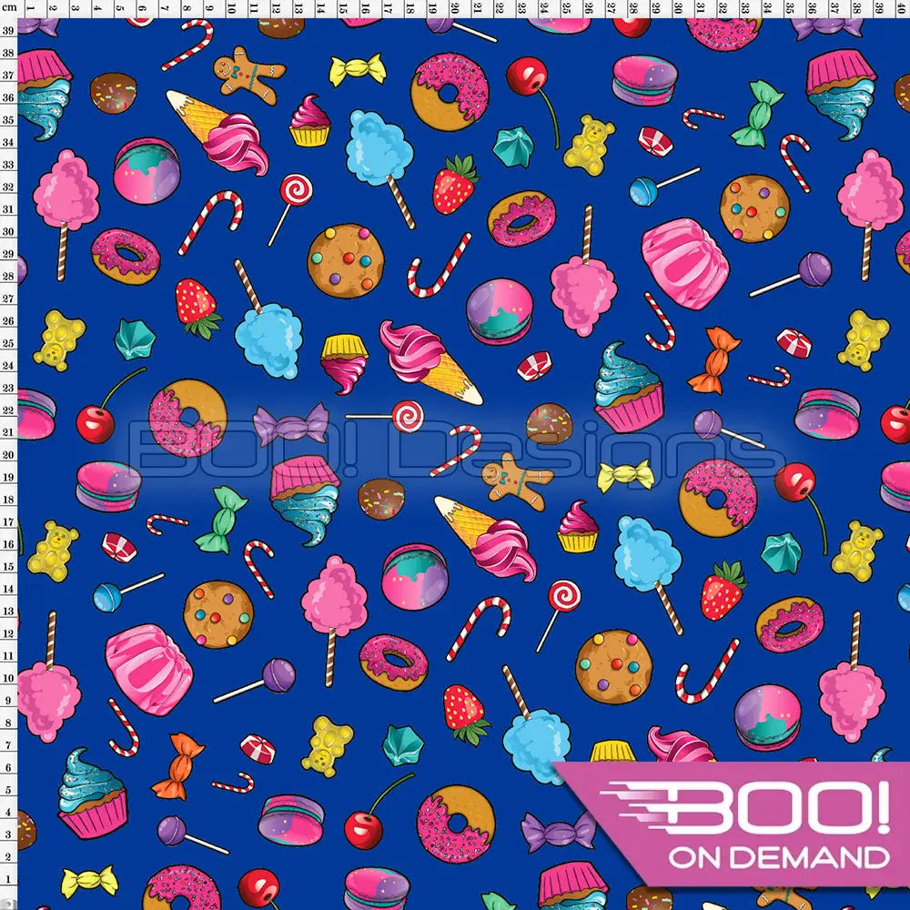 Spandex Candy Scatter Royal Fabric