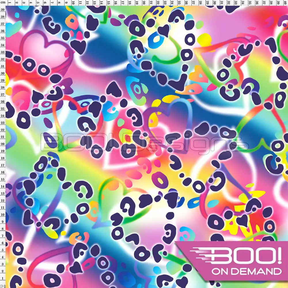 Spandex Cheetah Hearts Multi Fabric