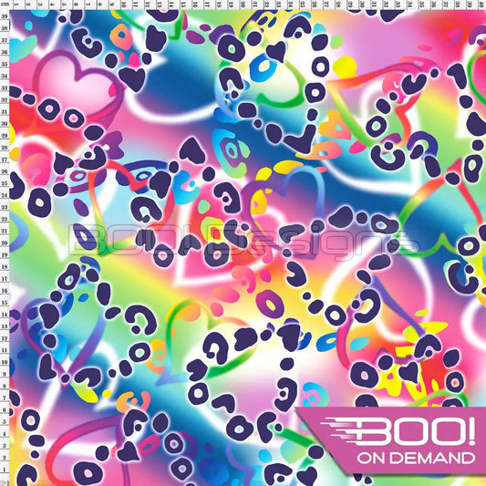 Spandex Cheetah Hearts Multi Fabric