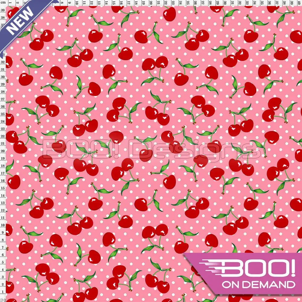 Spandex Cherry Spots Pink - Fabric