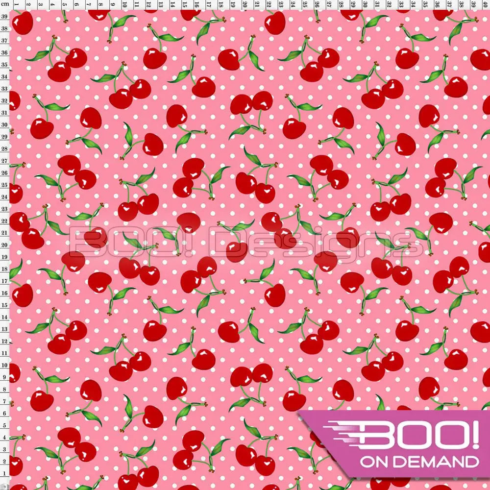 Spandex Cherry Spots Pink - Fabric