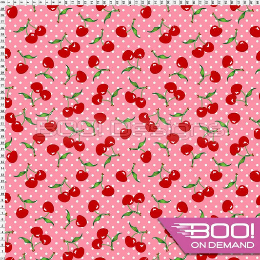 Spandex Cherry Spots Pink - Fabric