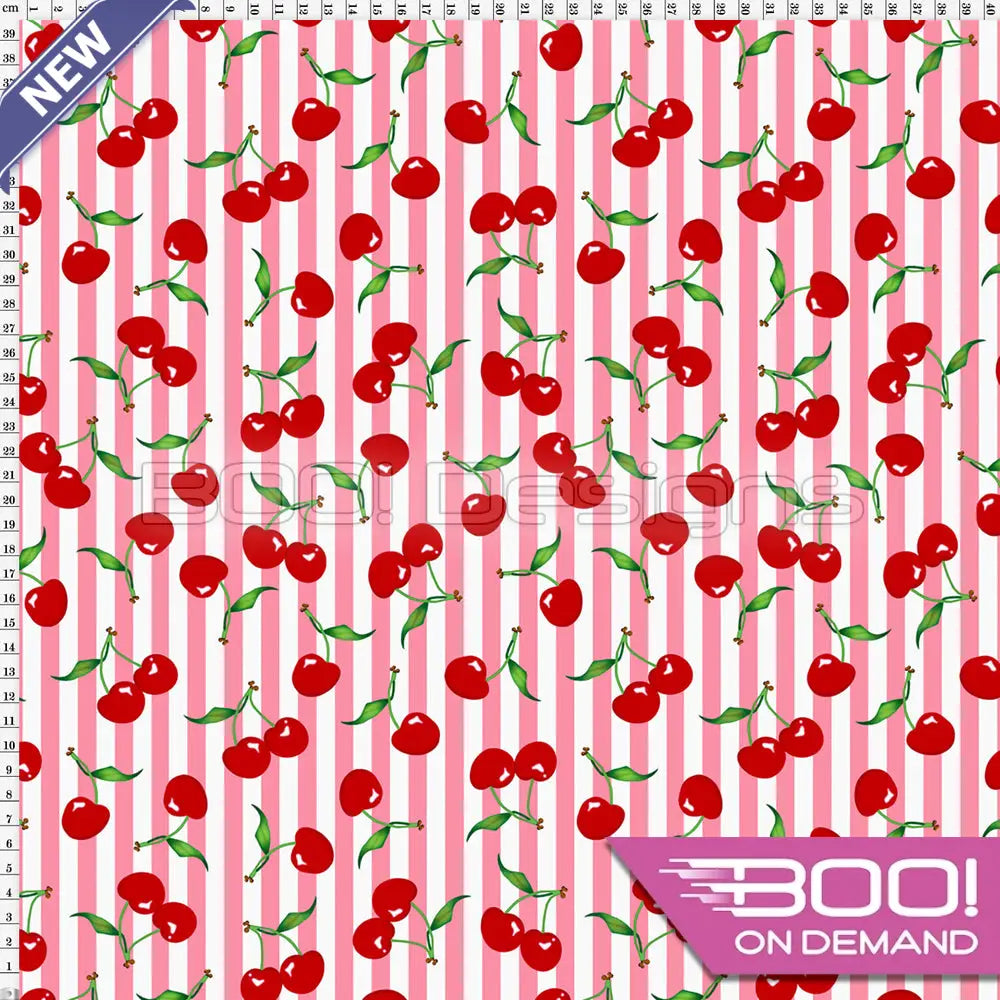 Spandex Cherry Stripes Pink - Fabric