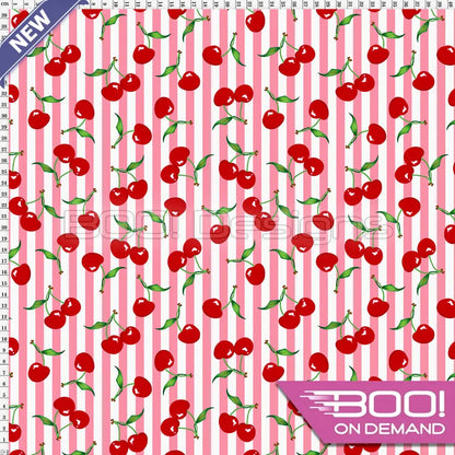Spandex Cherry Stripes Pink - Fabric
