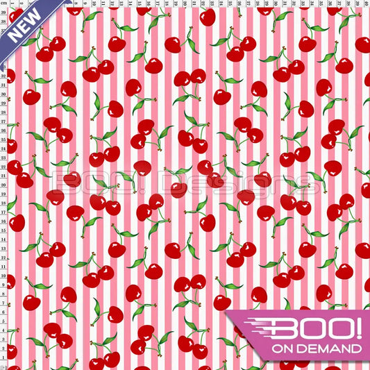 Spandex Cherry Stripes Pink - Fabric