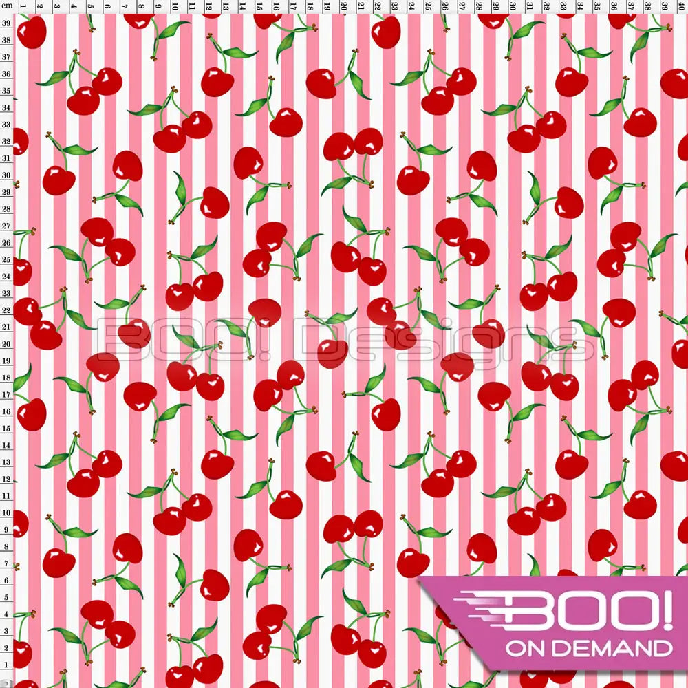 Spandex Cherry Stripes Pink - Fabric