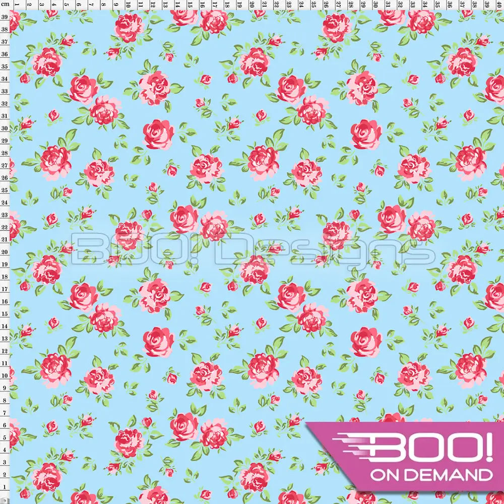 Spandex Cheshire Rose Blue Fabric