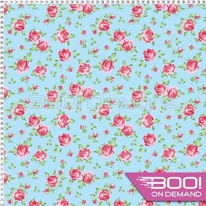 Spandex Cheshire Rose Blue Fabric