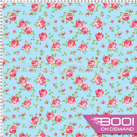 Spandex Cheshire Rose Blue Fabric