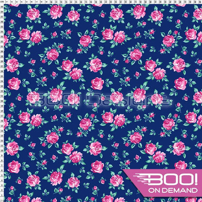 Spandex Cheshire Rose Navy Fabric