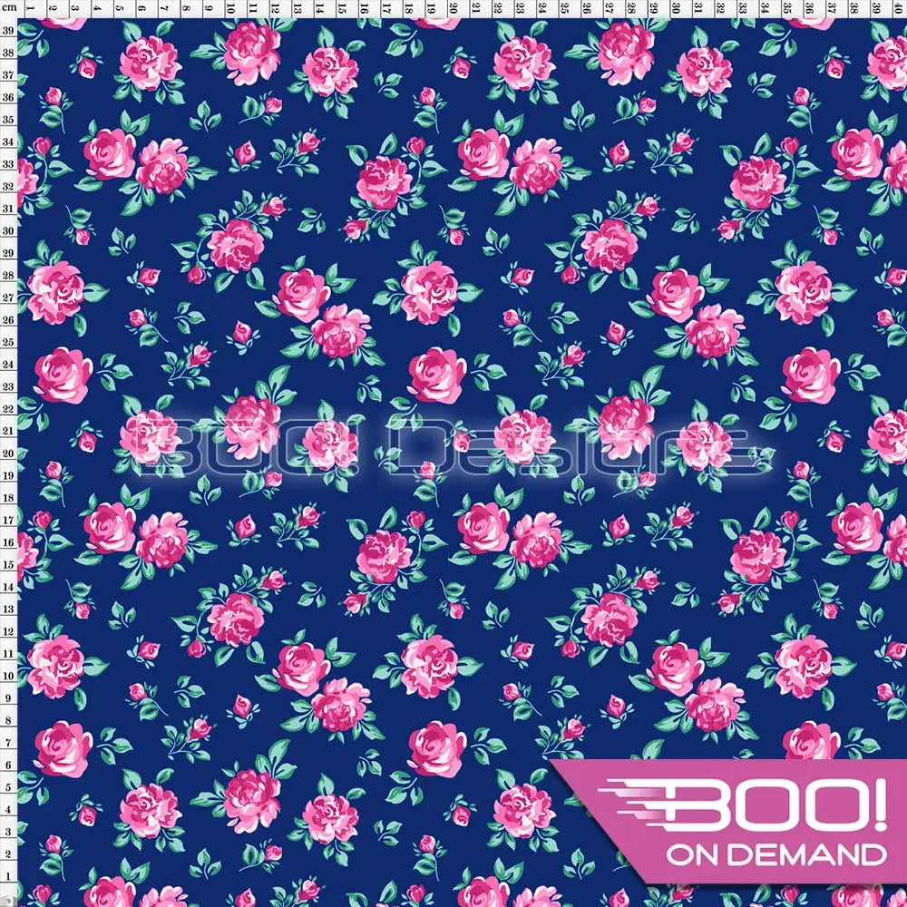 Spandex Cheshire Rose Navy Fabric