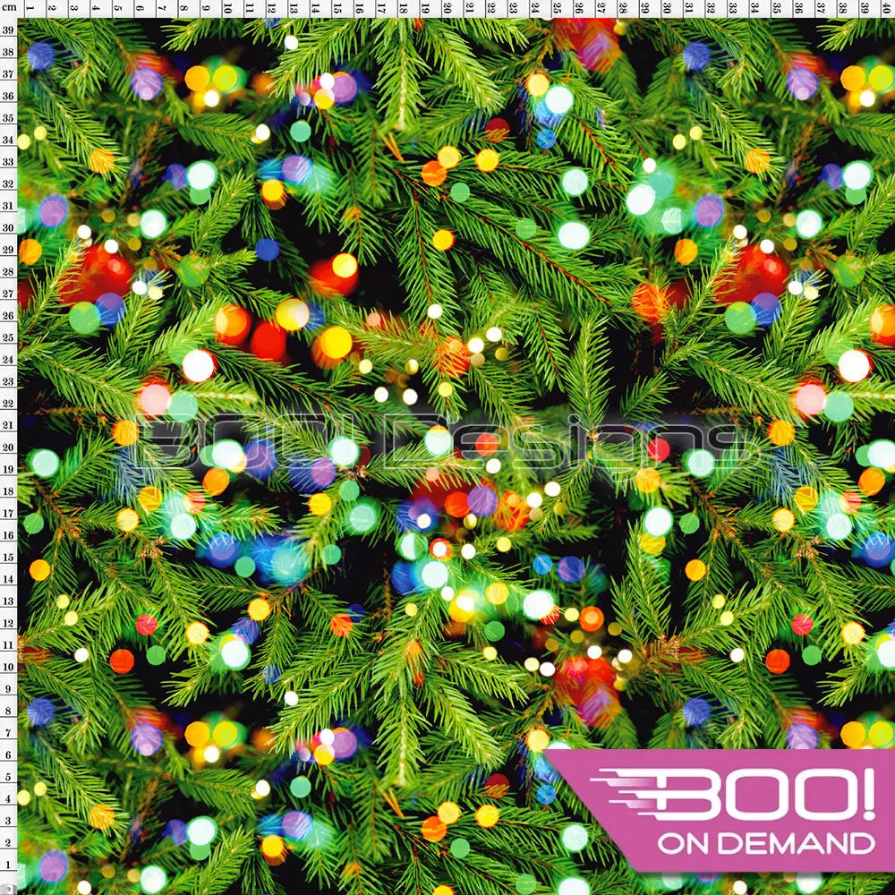 Spandex Christmas Fir Lights Fabric