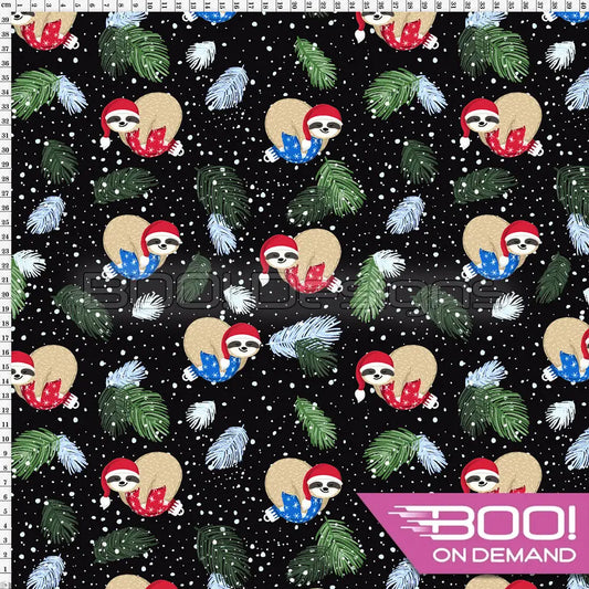 Spandex Christmas Sloth Fabric