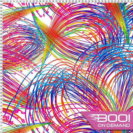 Spandex Crazy Straws White Fabric