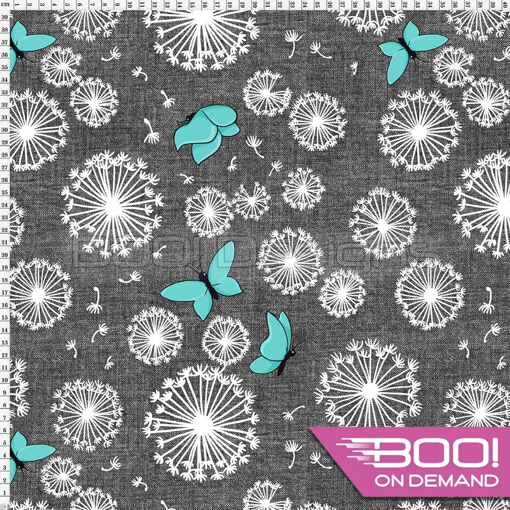 Spandex Dandy Bunny Dandelions Denim Fabric