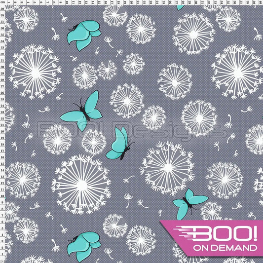 Spandex Dandy Bunny Dandelions Grey Fabric