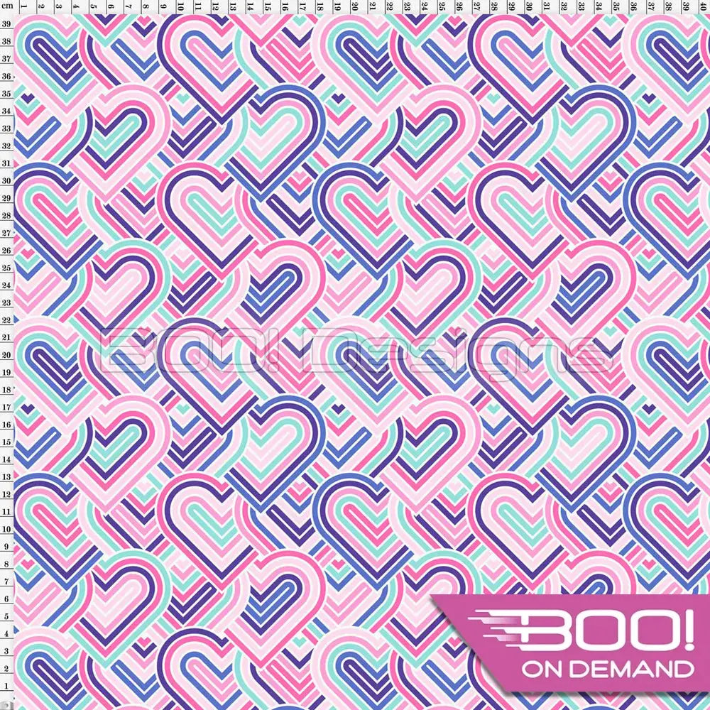 Spandex Devotion Hearts Pink Fabric