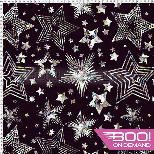 Spandex Disco Star Black Fabric