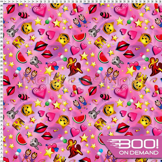 Spandex Emoji Dancer Pink Fabric