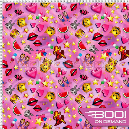 Spandex Emoji Dancer Pink Fabric