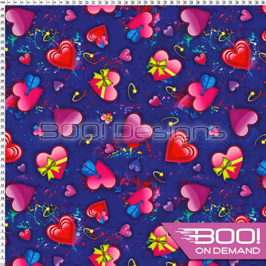 Spandex Emoji Hearts Navy Fabric