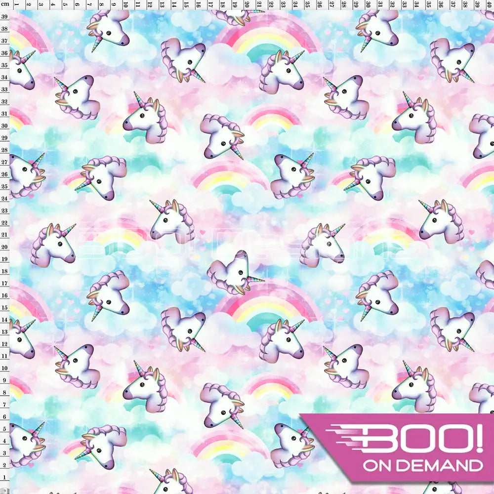 Spandex Emoji Unicorns Fabric