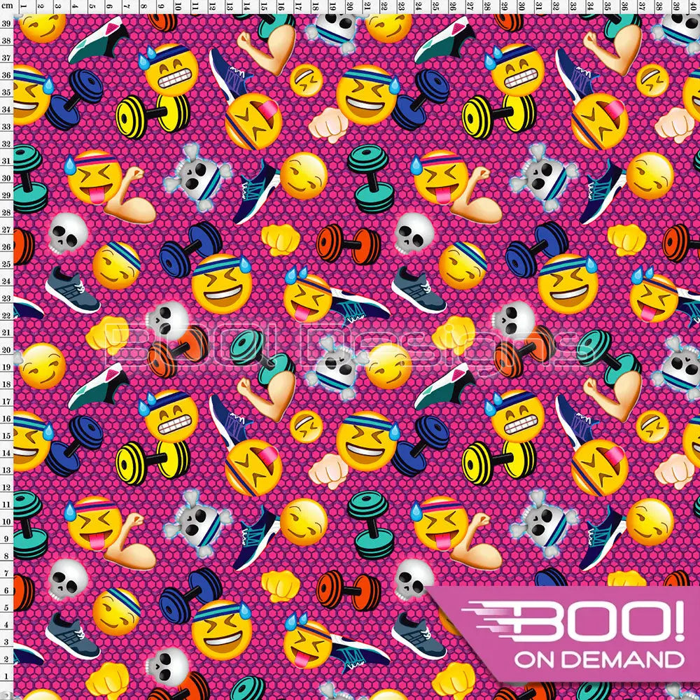 Spandex Emoji Workout Pink Fabric