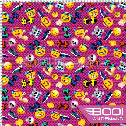 Spandex Emoji Workout Pink Fabric