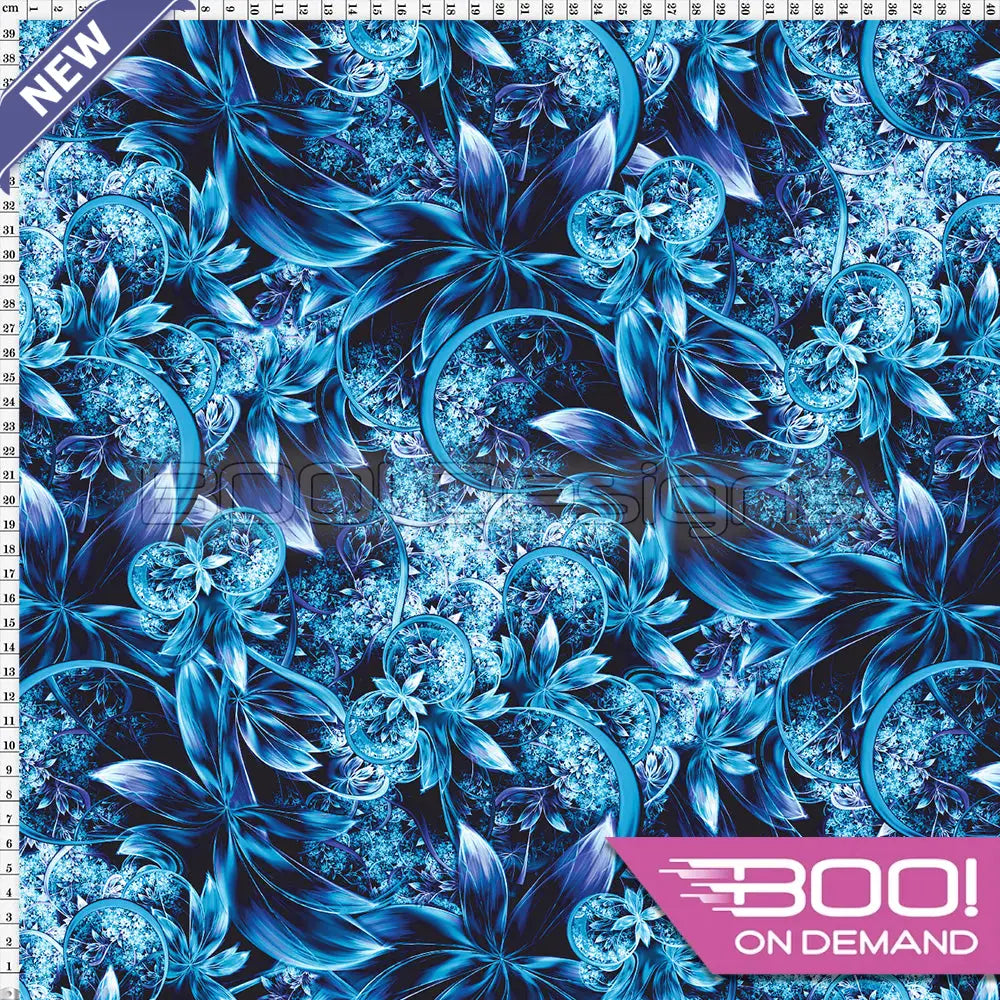 Spandex Enchanted Garden Blue Fabric