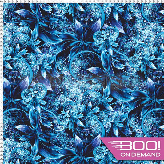Spandex Enchanted Garden Blue Fabric