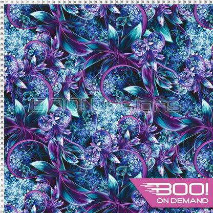 Spandex Enchanted Garden Purple Fabric