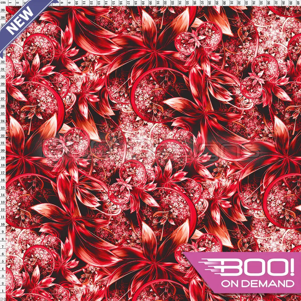 Spandex Enchanted Garden Red Fabric