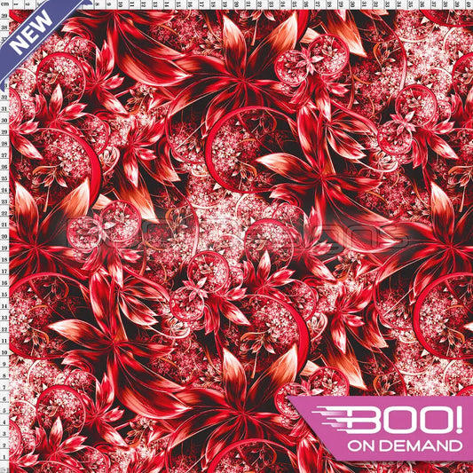 Spandex Enchanted Garden Red Fabric